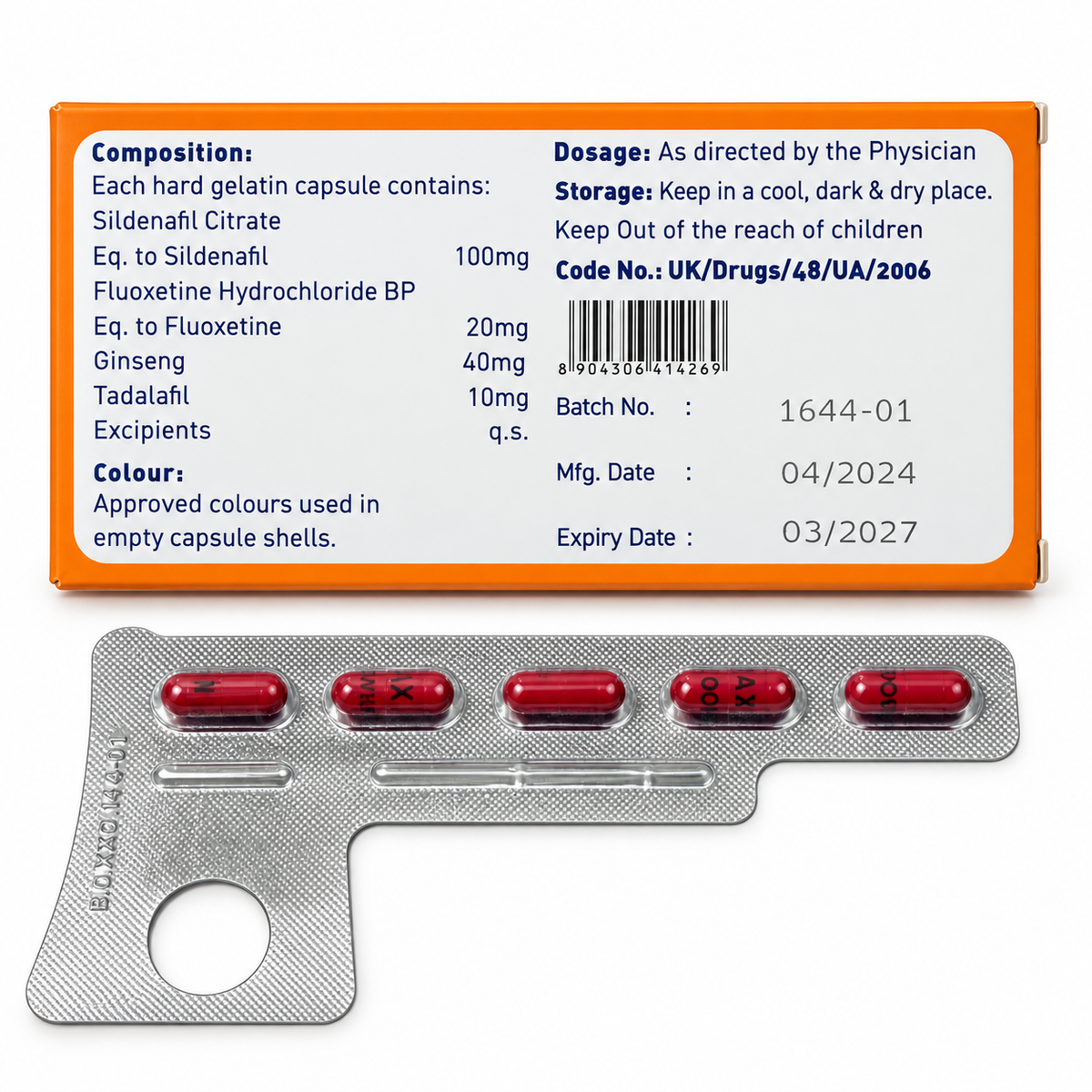 Rhyno capsules Sildenafil Fluoxetine Ginseng Tadalafil product photo, view 2